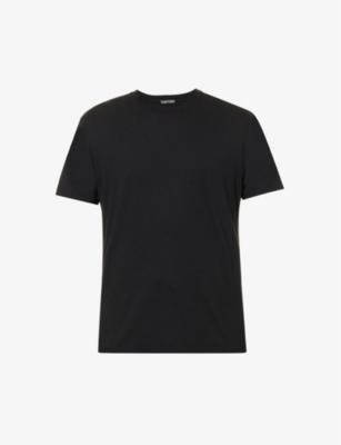 Brand-embroidered crewneck cotton-blend T-shirt by TOM FORD