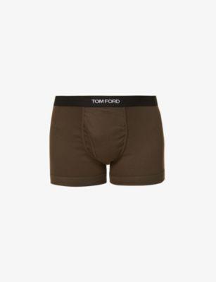 Branded-waistband fitted stretch-cotton trunks by TOM FORD