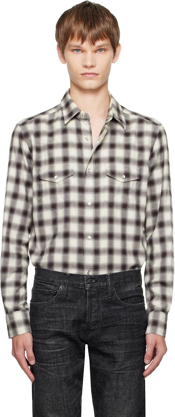 Brown Check Western Shirt by TOM FORD
