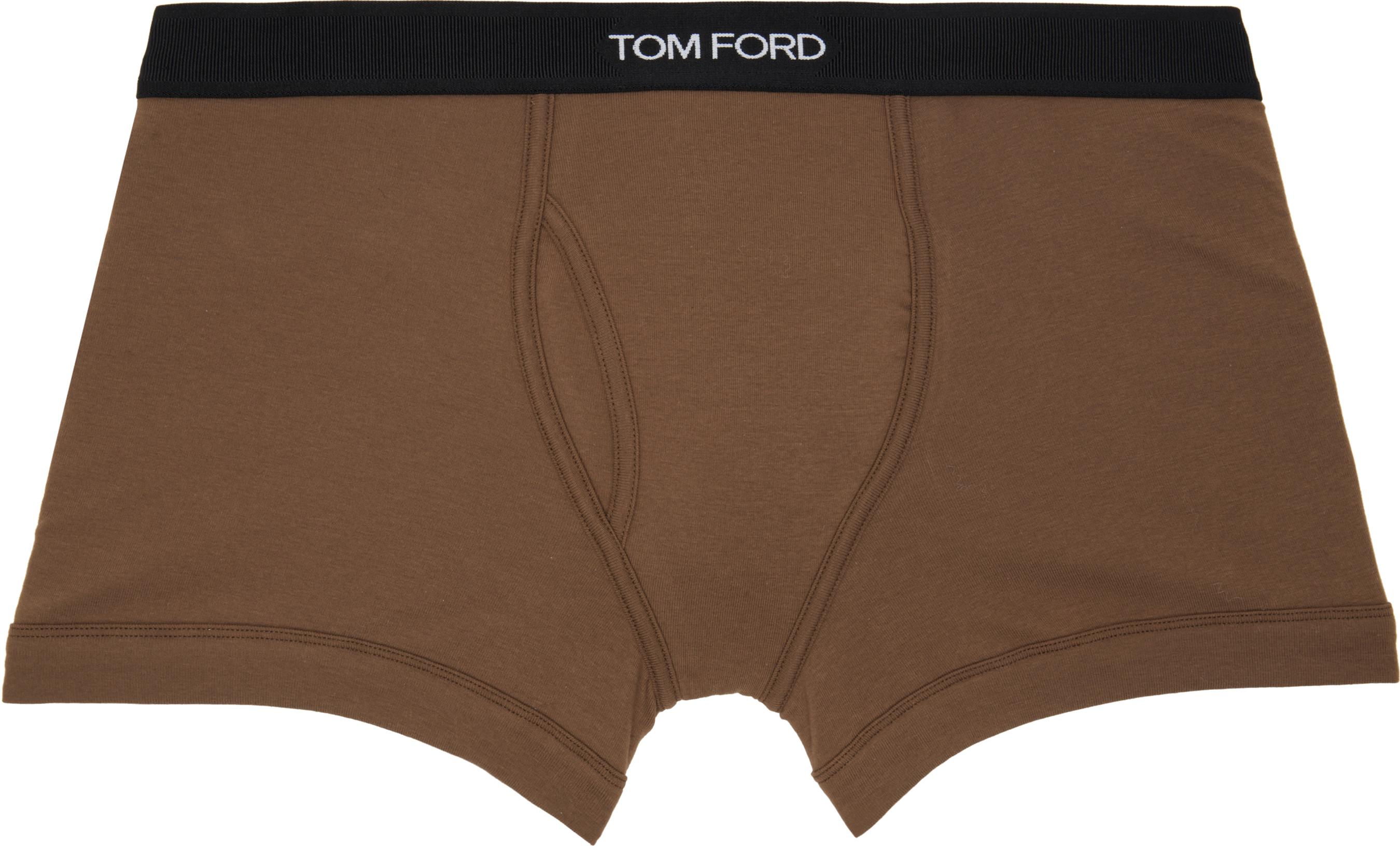 Brown Cotton Boxer Briefs by TOM FORD