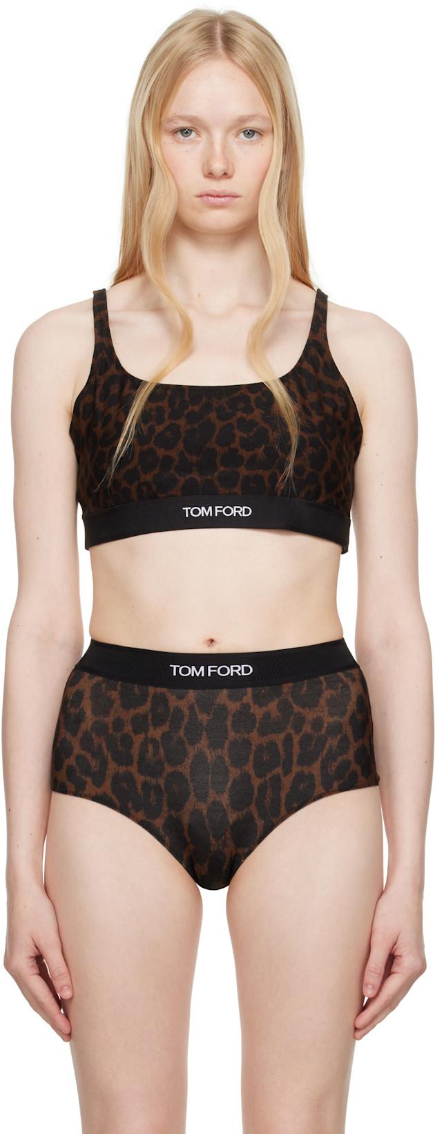Brown Leopard Modal Signature Bralette by TOM FORD