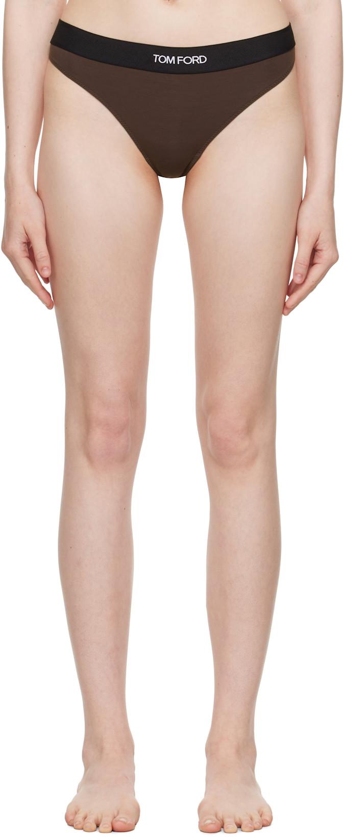 Brown Modal Signature Thong by TOM FORD