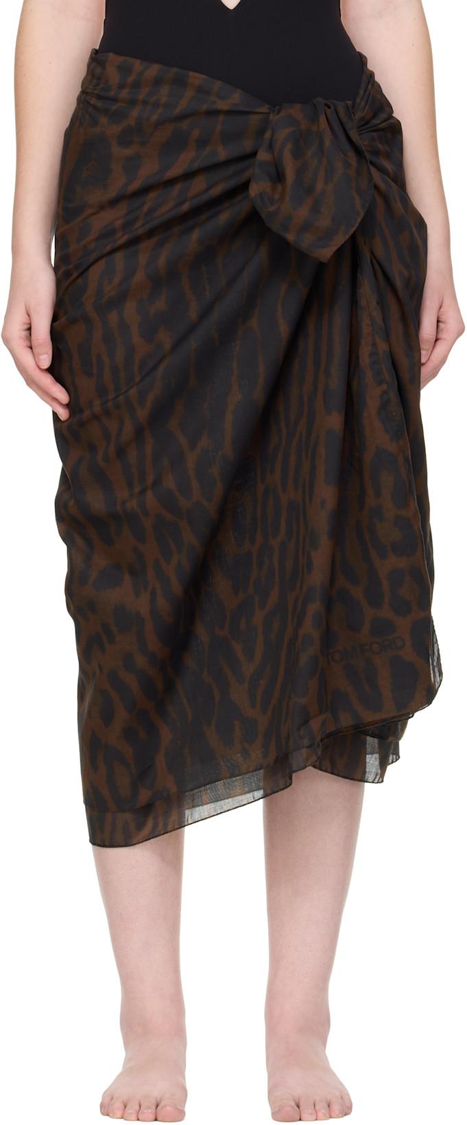 Brown Pareo Wrap Cover-Up Skirt by TOM FORD
