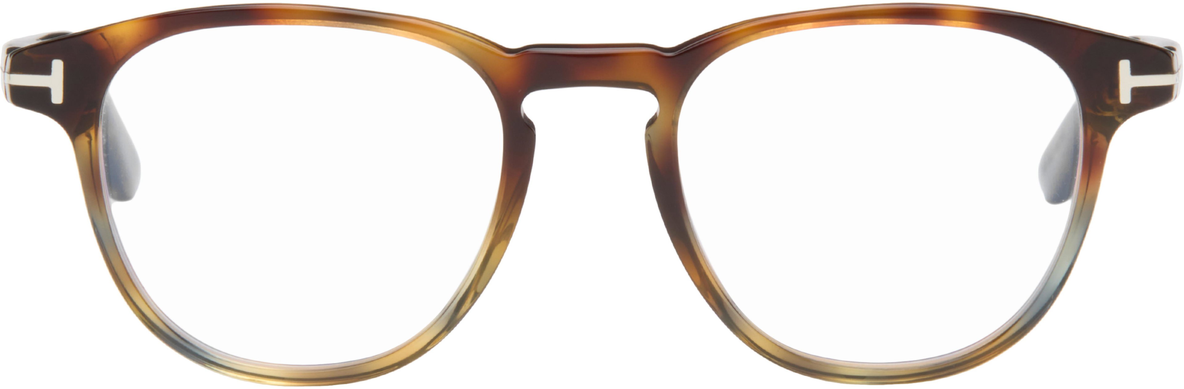 Brown Round Blue Light Glasses by TOM FORD