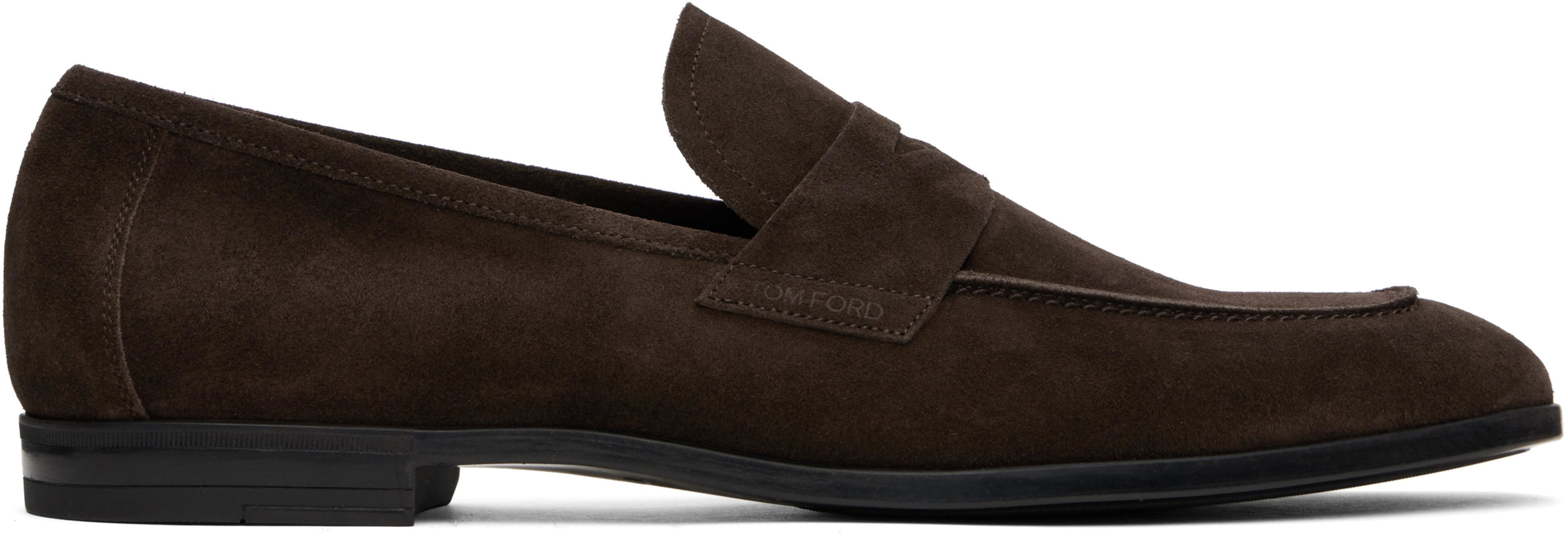 Brown Suede Sean Twisted Band Loafers by TOM FORD