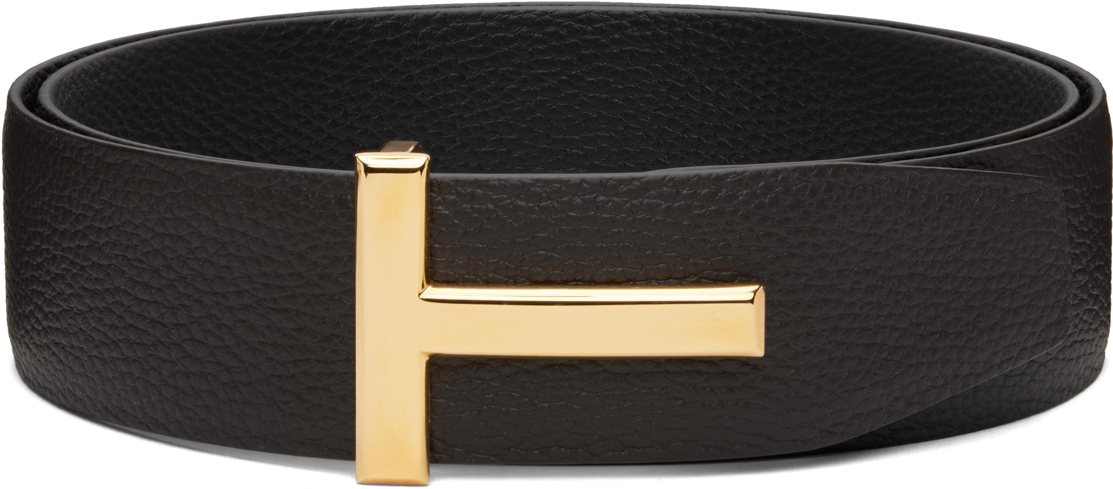 Brown & Black Reversible T Icon Belt by TOM FORD