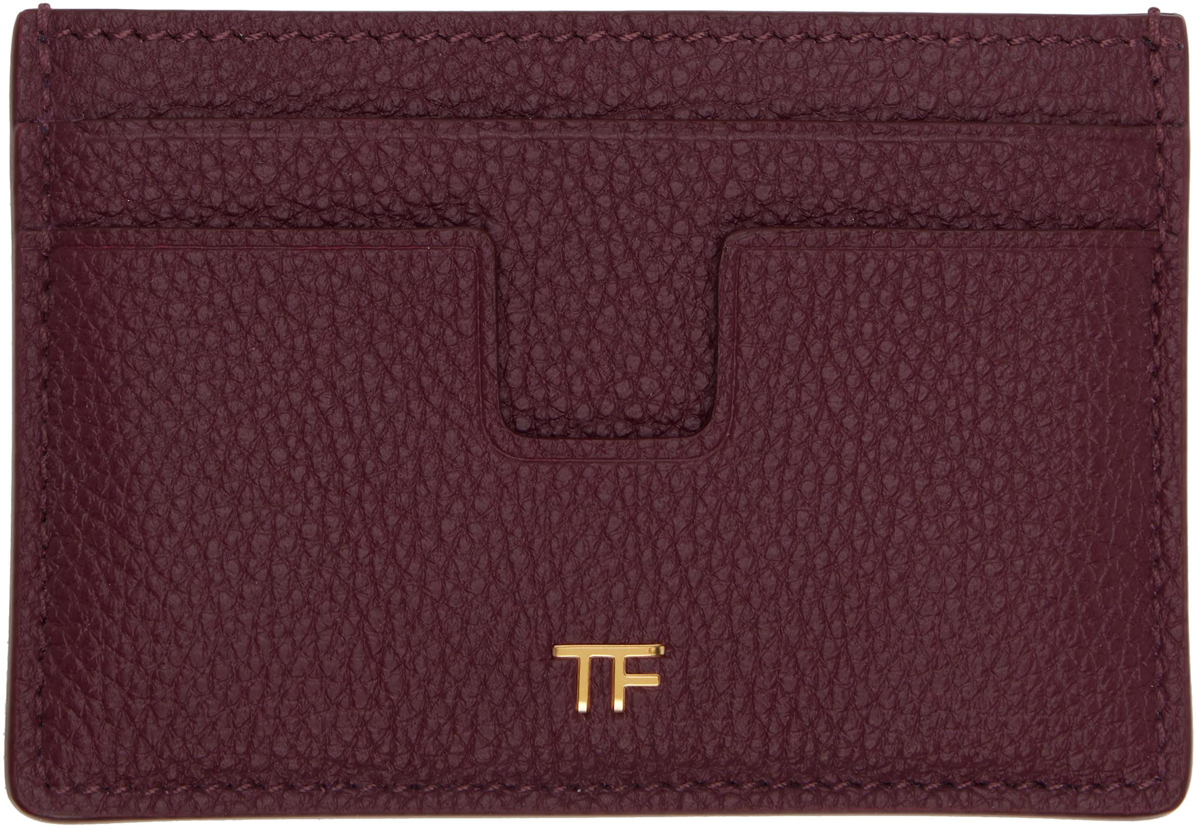 Burgundy Grain Leather Card Holder by TOM FORD