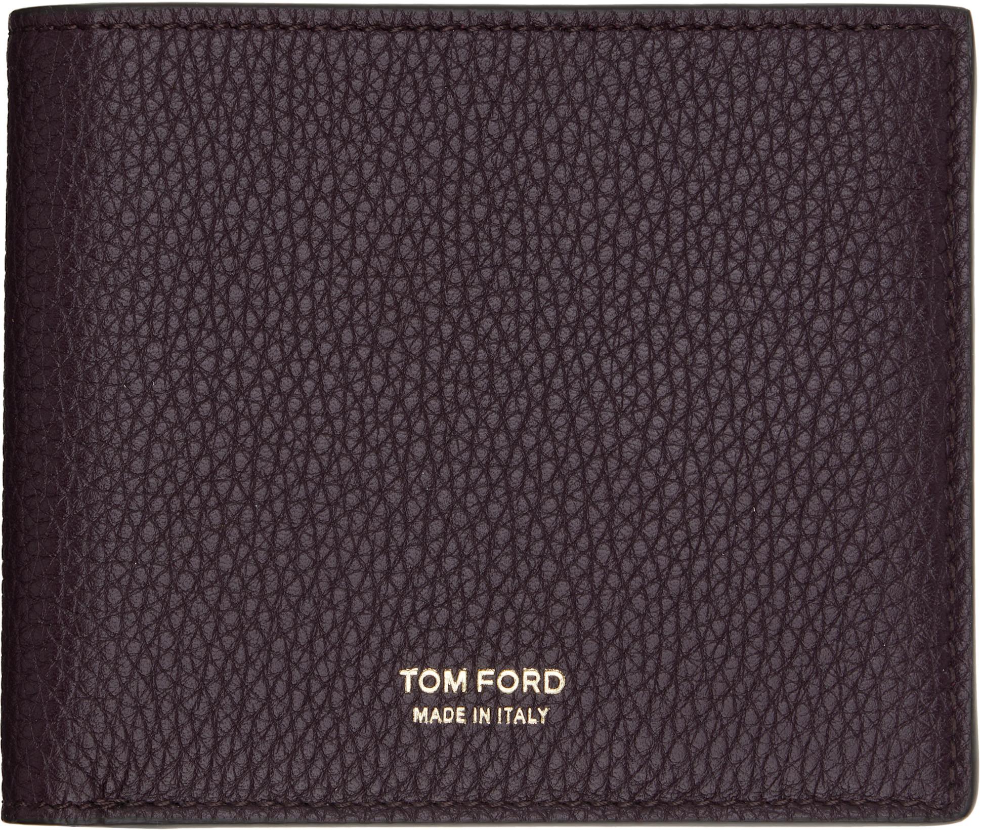 Burgundy Grain Leather Classic Bifold Wallet by TOM FORD