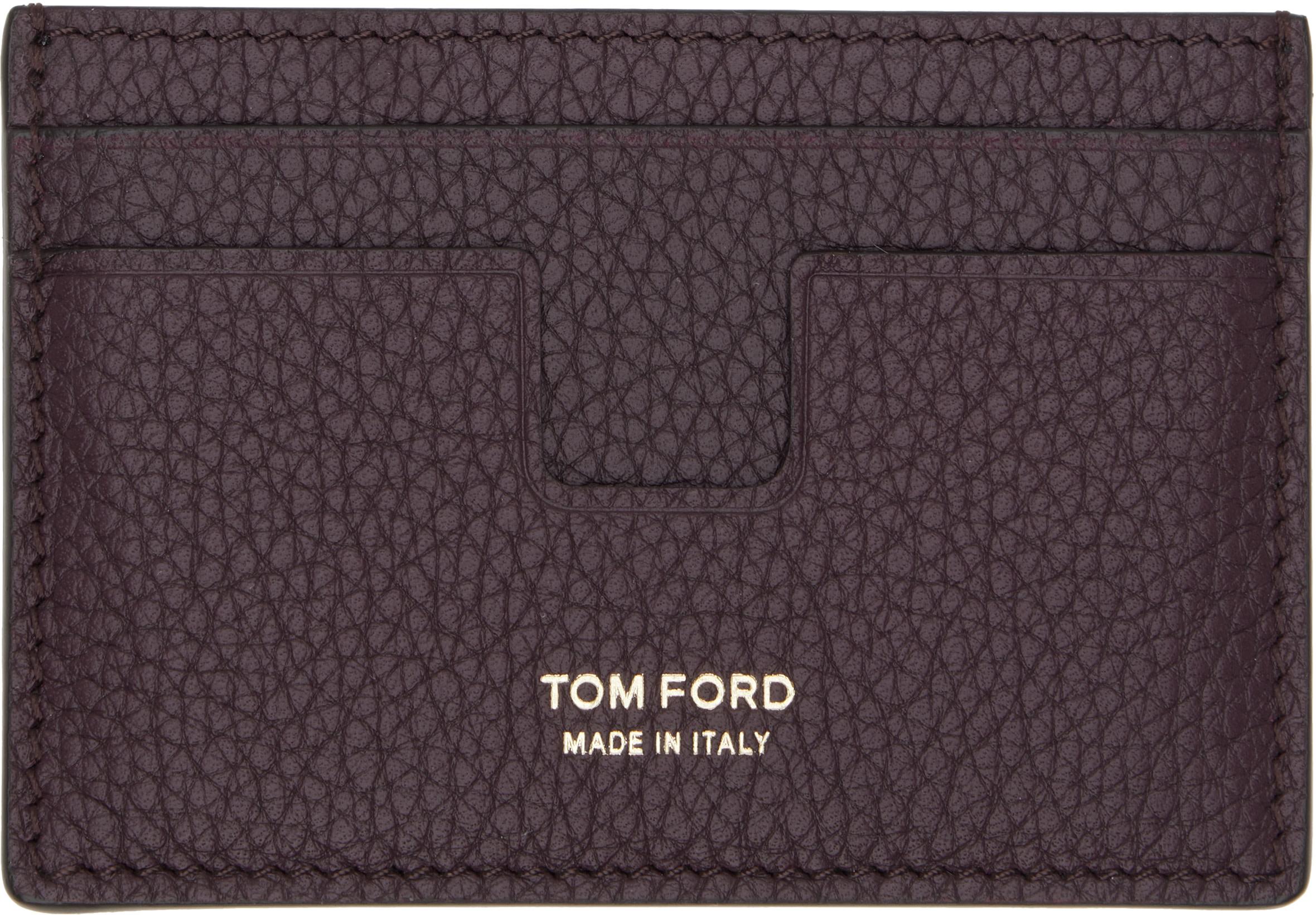 Burgundy Grain Leather Classic Card Holder by TOM FORD Burgundy Grain Leather Classic Card Holder by TOM FORD