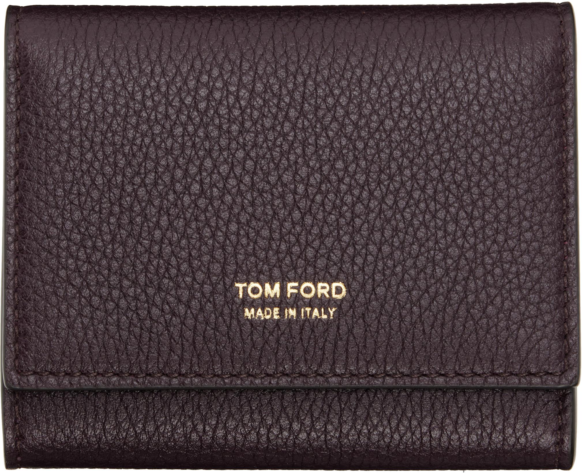 Burgundy Soft Grain Leather Slim Card Holder by TOM FORD