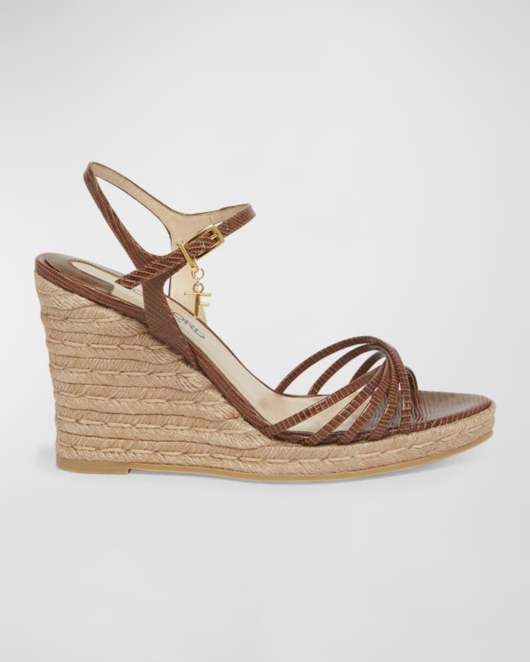 Cabana Lizard-Embossed Wedge Espadrilles by TOM FORD