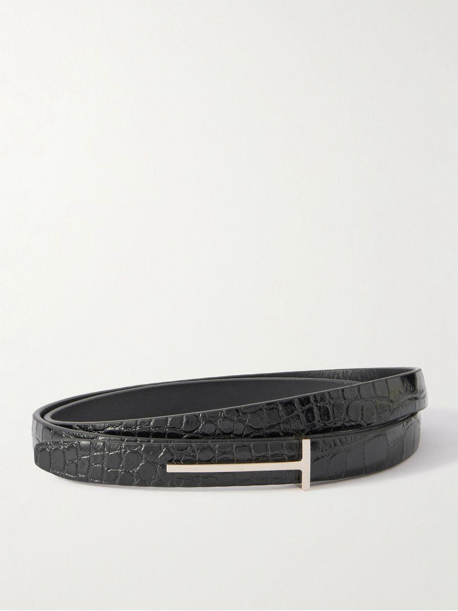 Croc-effect leather belt by TOM FORD
