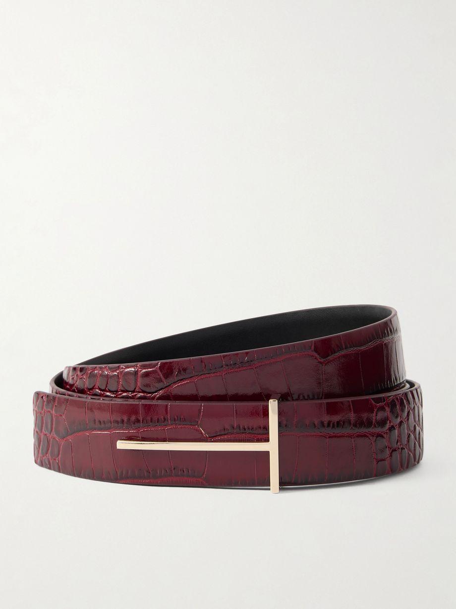 Croc-effect leather belt by TOM FORD