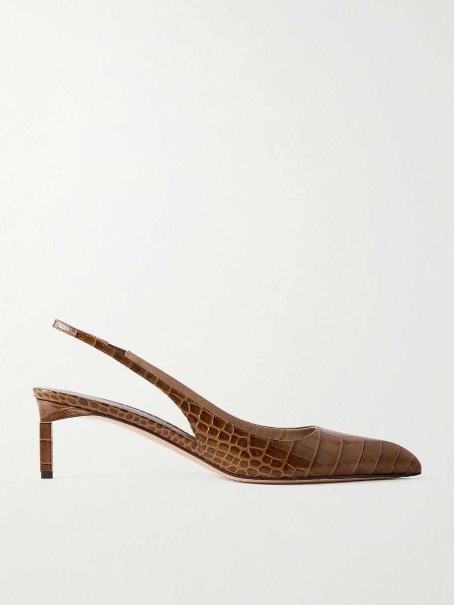 Croc-effect leather slingback pumps by TOM FORD