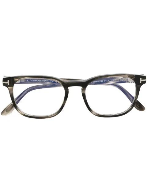 Dark Havana square-frame glasses by TOM FORD