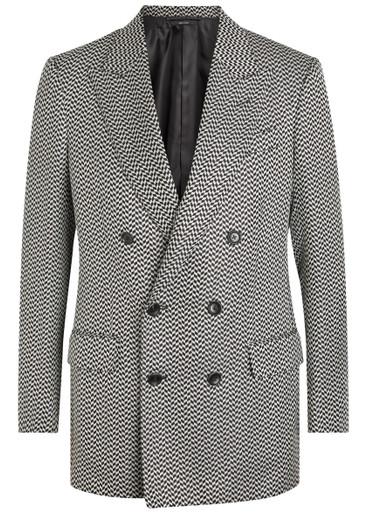 Double-breasted herringbone silk blazer by TOM FORD