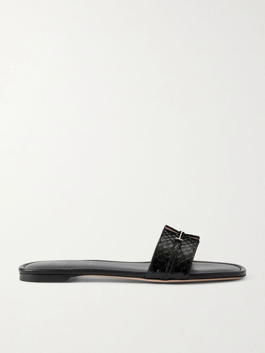 Embellished snake-effect leather slides by TOM FORD