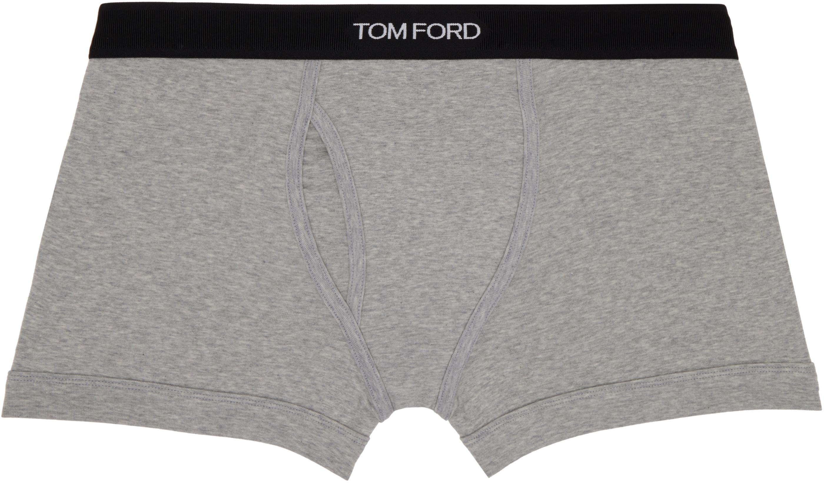 Gray Cotton Boxer Briefs by TOM FORD