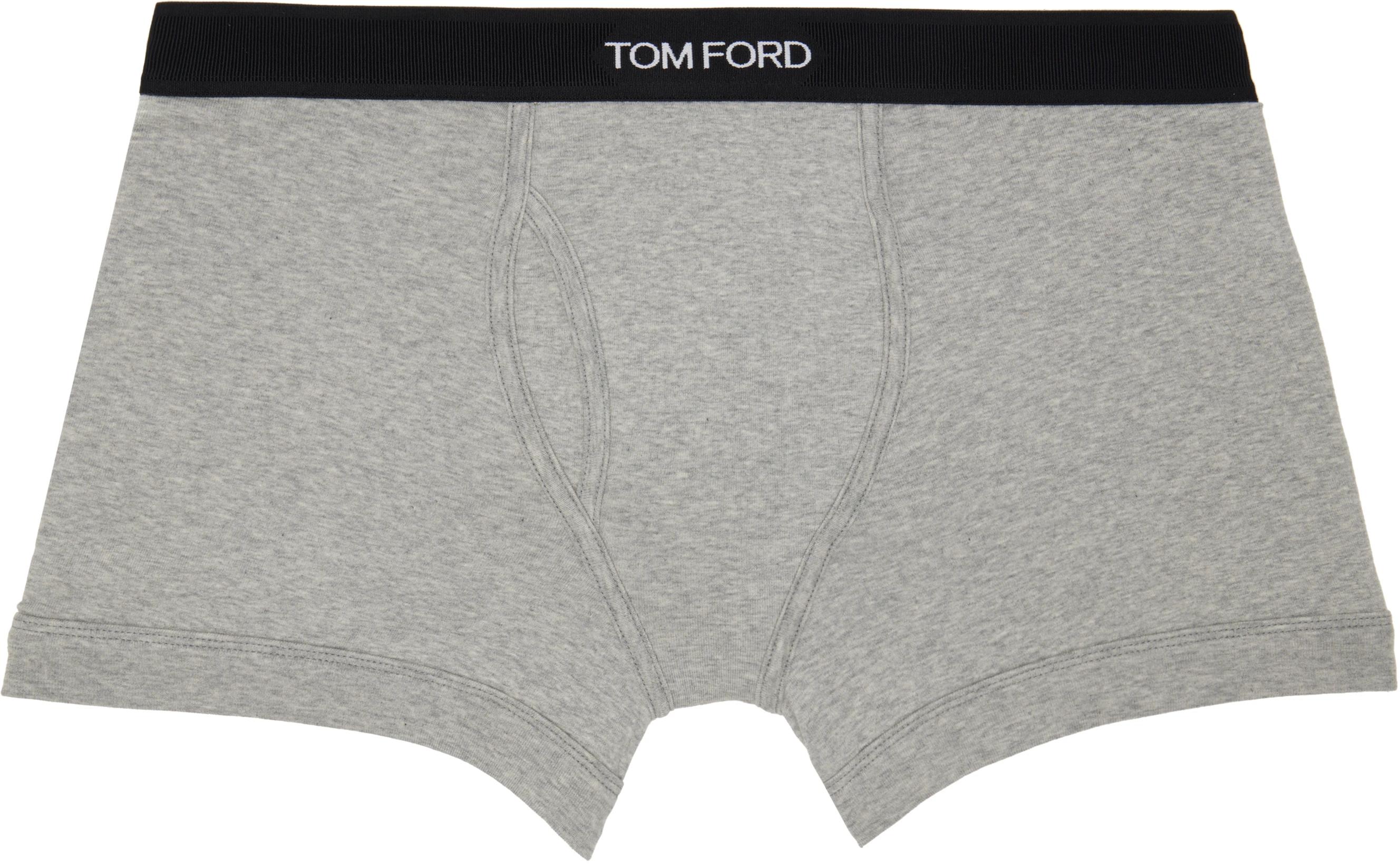 Gray Cotton Boxer Briefs by TOM FORD
