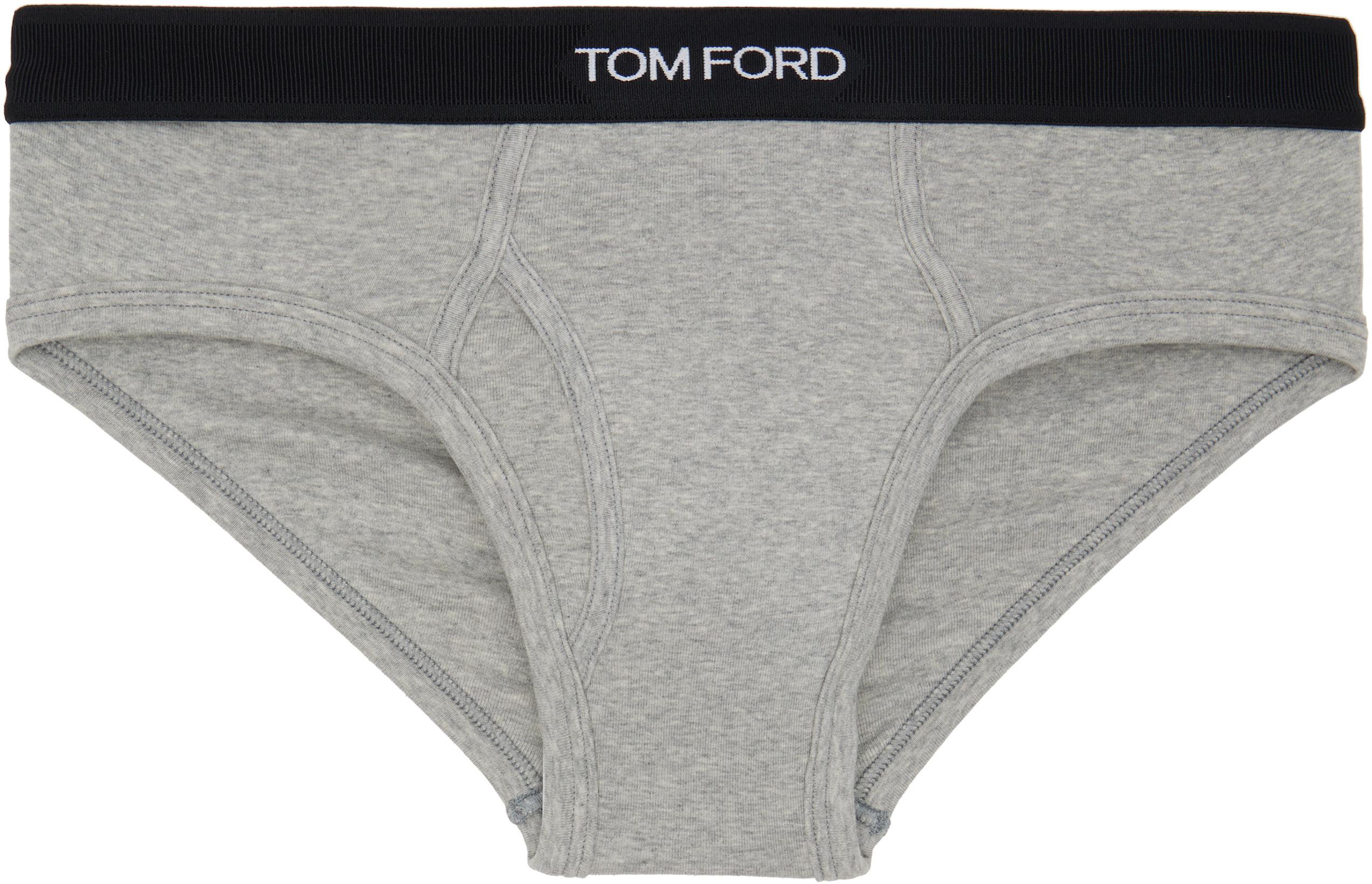 Gray Cotton Briefs by TOM FORD