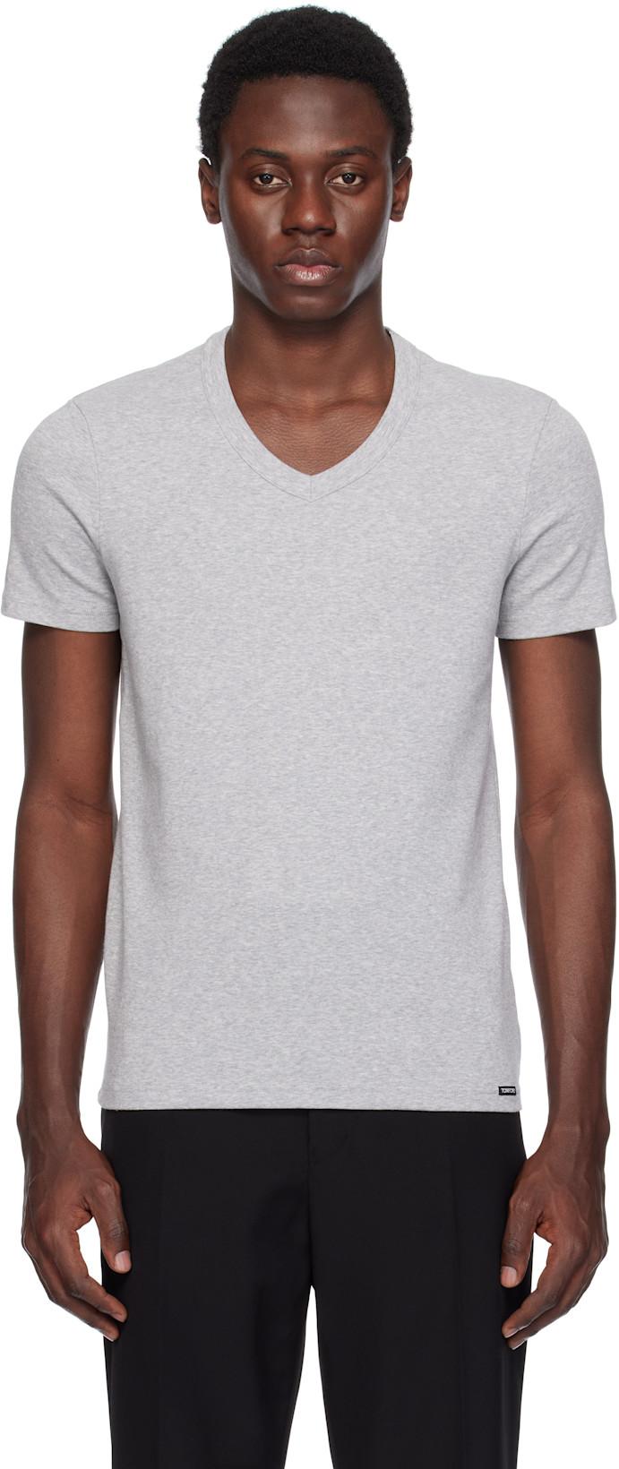 Gray Cotton Stretch Jersey T-shirt by TOM FORD