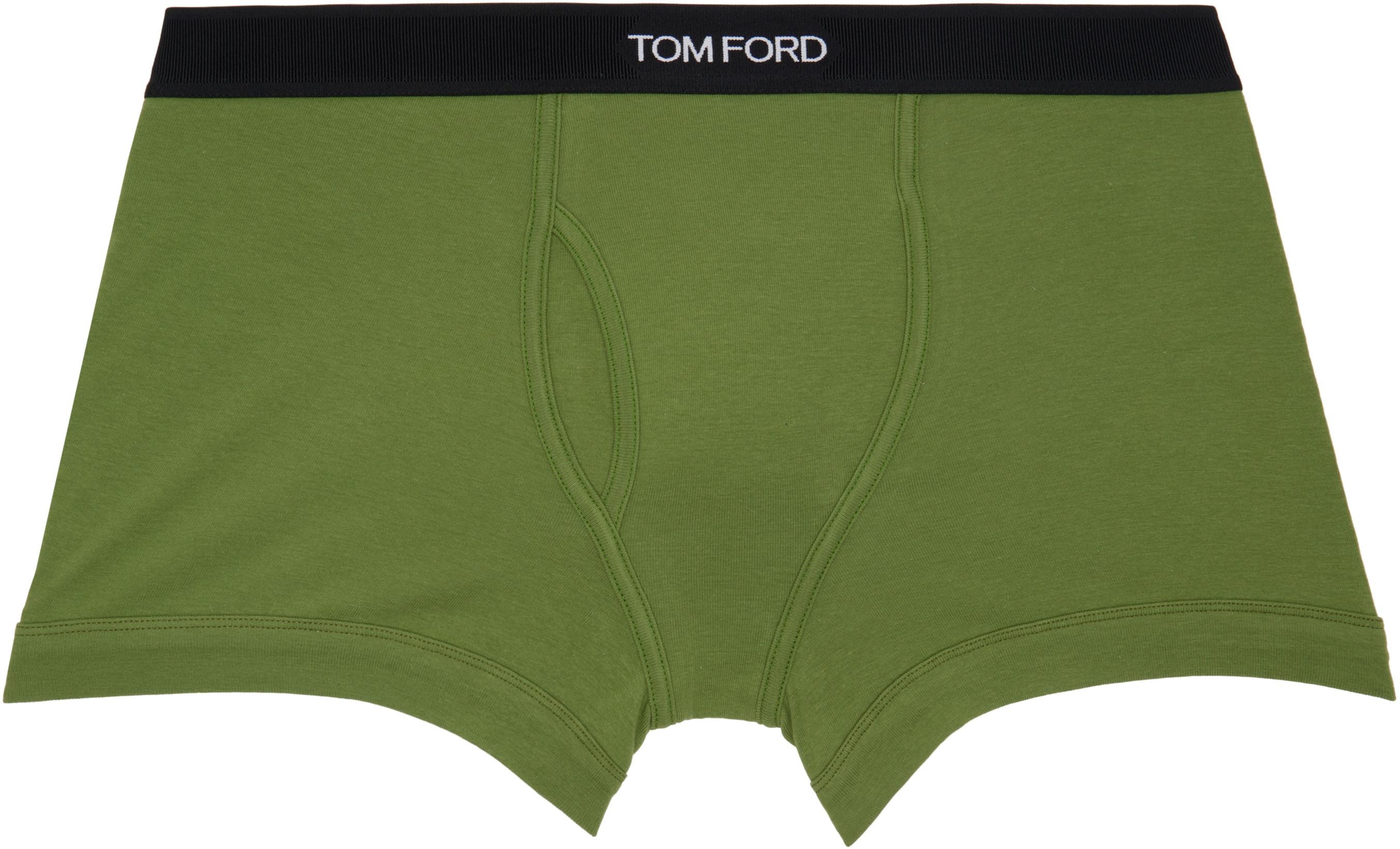 Green Cotton Boxer Briefs by TOM FORD