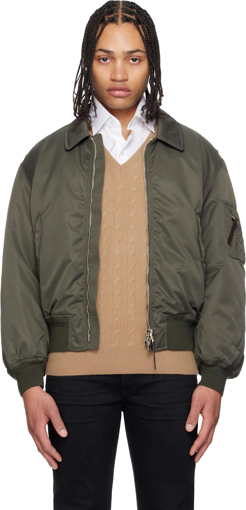 Green Satin Nylon Flight Bomber Jacket by TOM FORD