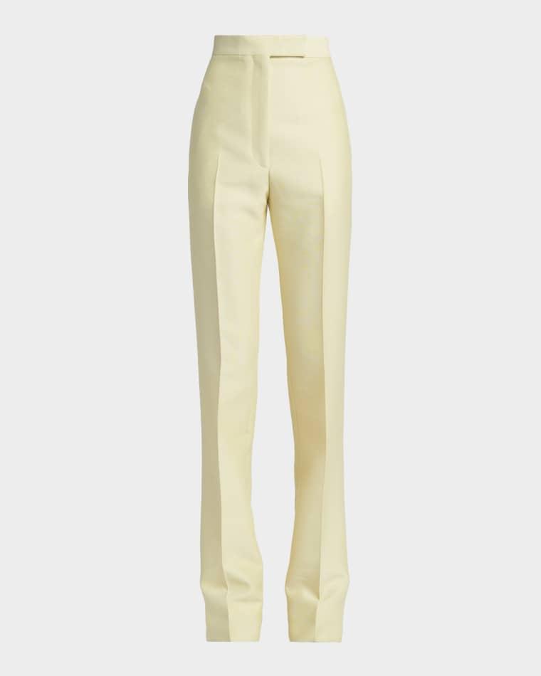 High-Rise Wool-Silk Straight-Leg Pants by TOM FORD