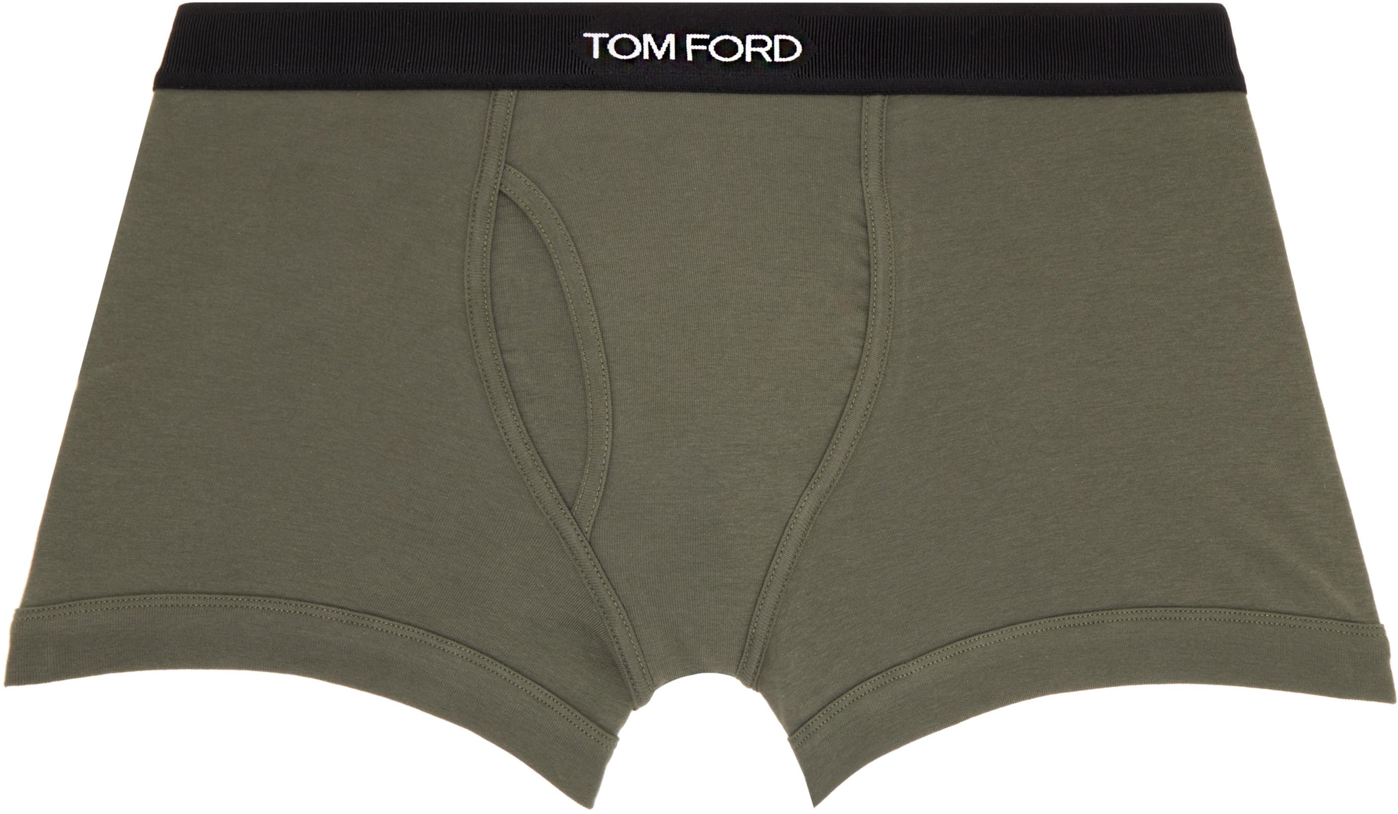 Khaki Cotton Boxer Briefs by TOM FORD