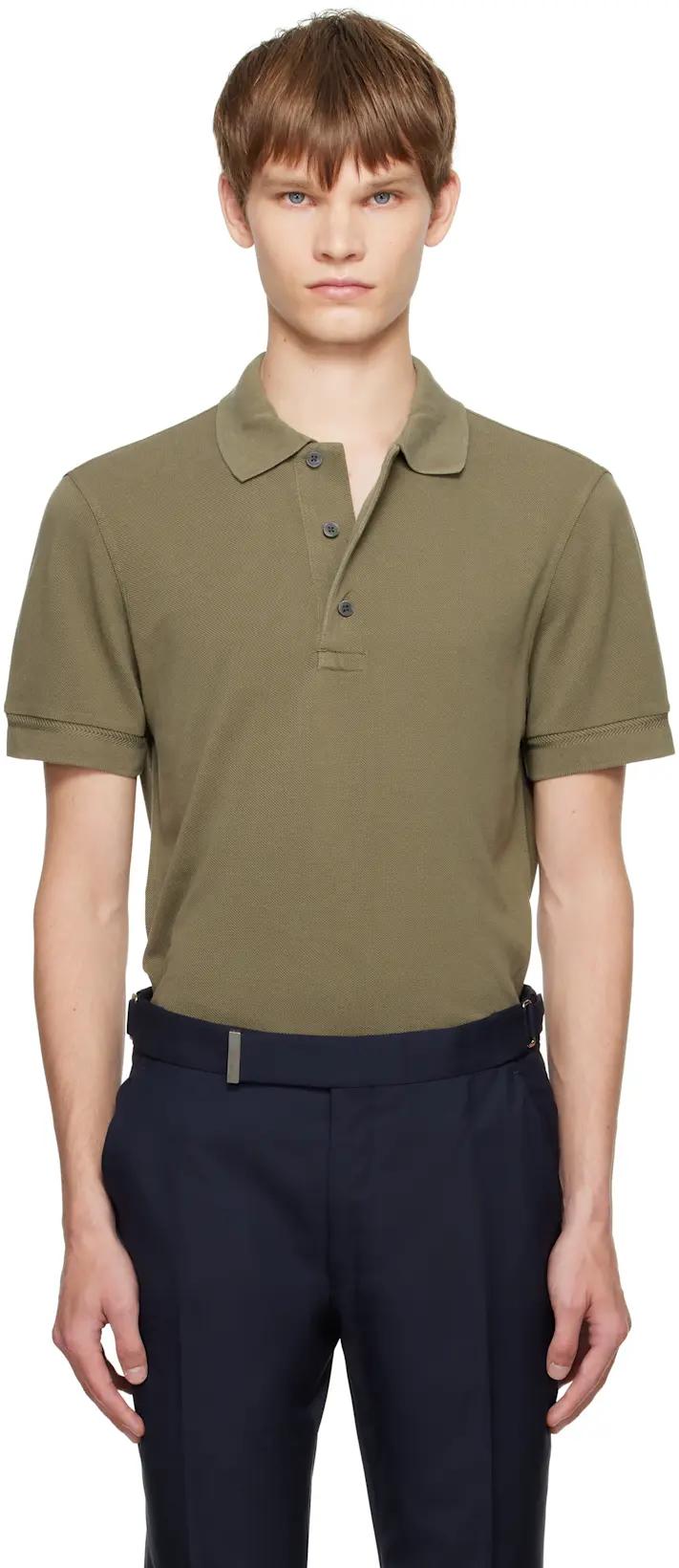 Khaki Piquet Polo by TOM FORD