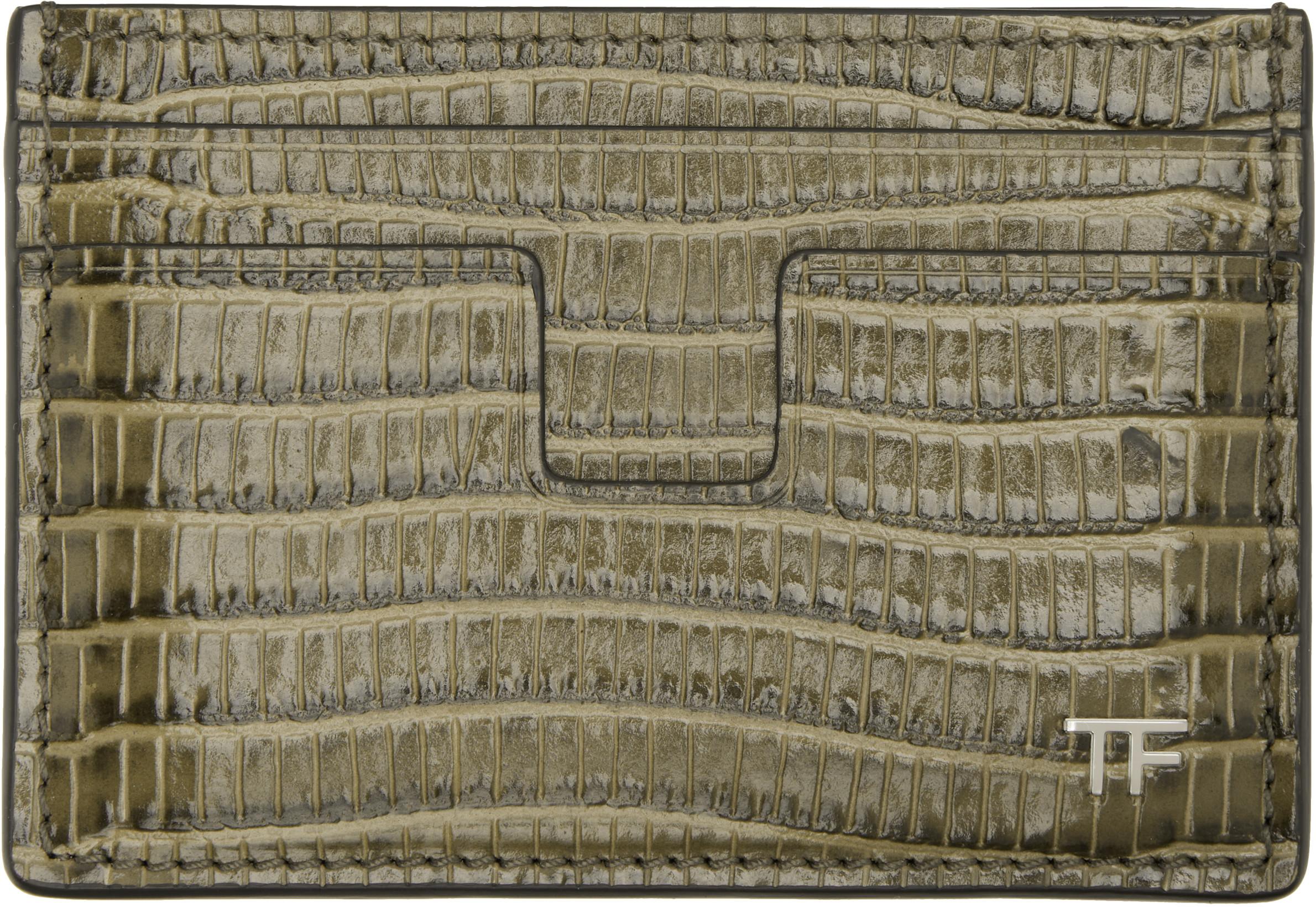 Khaki T Line Card Holder by TOM FORD