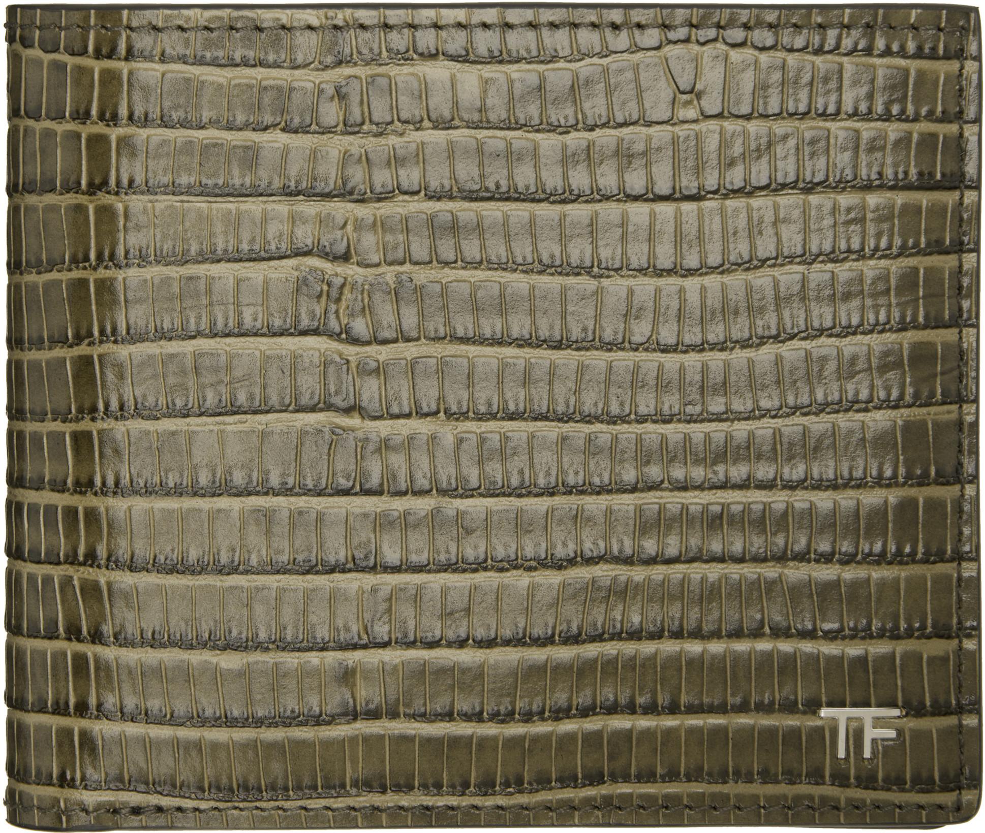 Khaki T Line Classic Bifold Wallet by TOM FORD