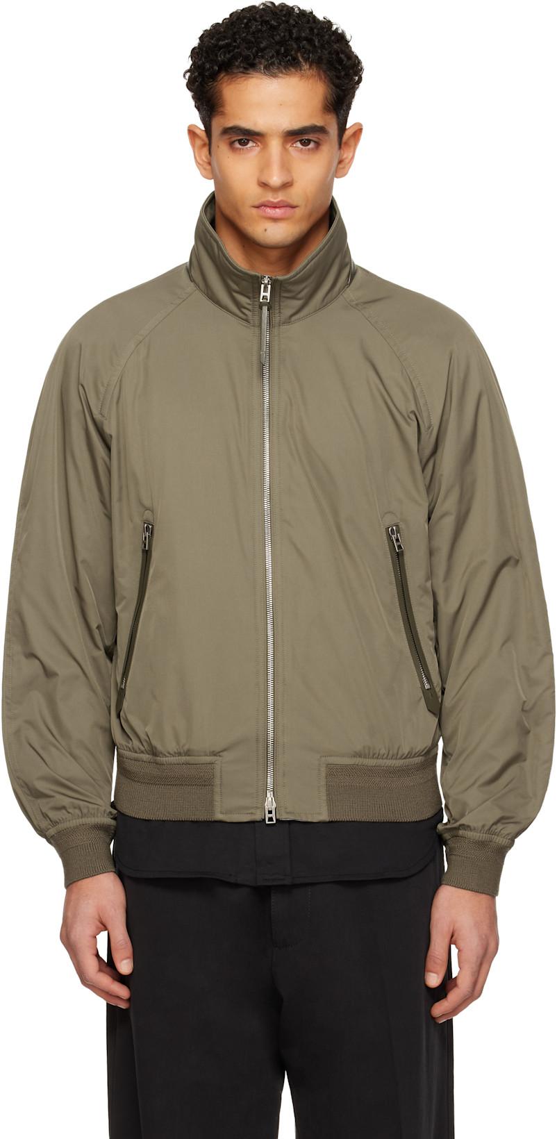 Khaki Techno Poplin Cashmere-Lined Jacket by TOM FORD
