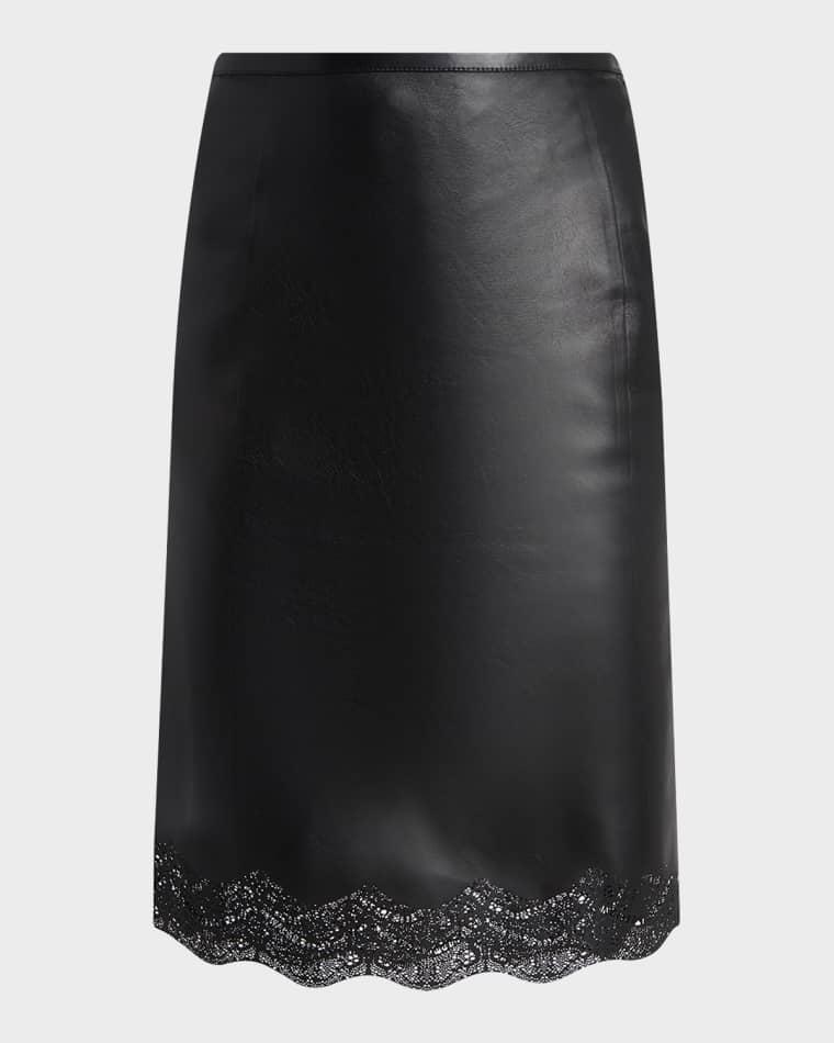 Lace Laser-Cut Leather Skirt by TOM FORD