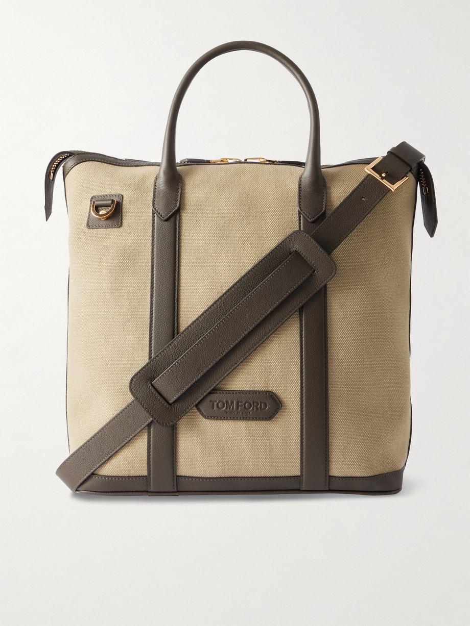 Leather-Trimmed Canvas Tote Bag by TOM FORD