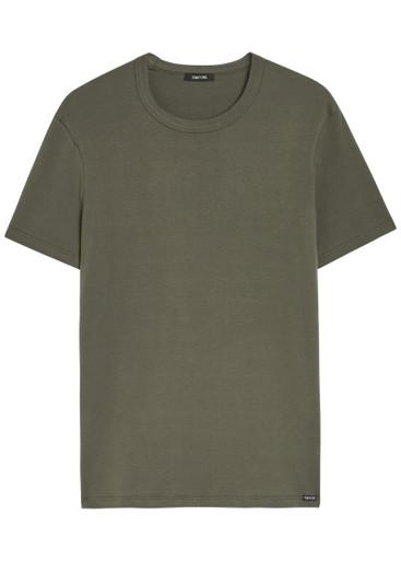 Logo-appliquéd stretch-cotton T-shirt by TOM FORD