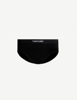 Logo-print slim-fit stretch-cotton briefs by TOM FORD