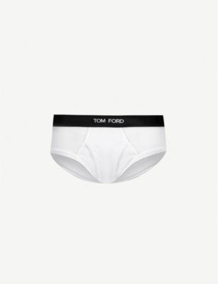 Logo-print slim-fit stretch-cotton briefs by TOM FORD