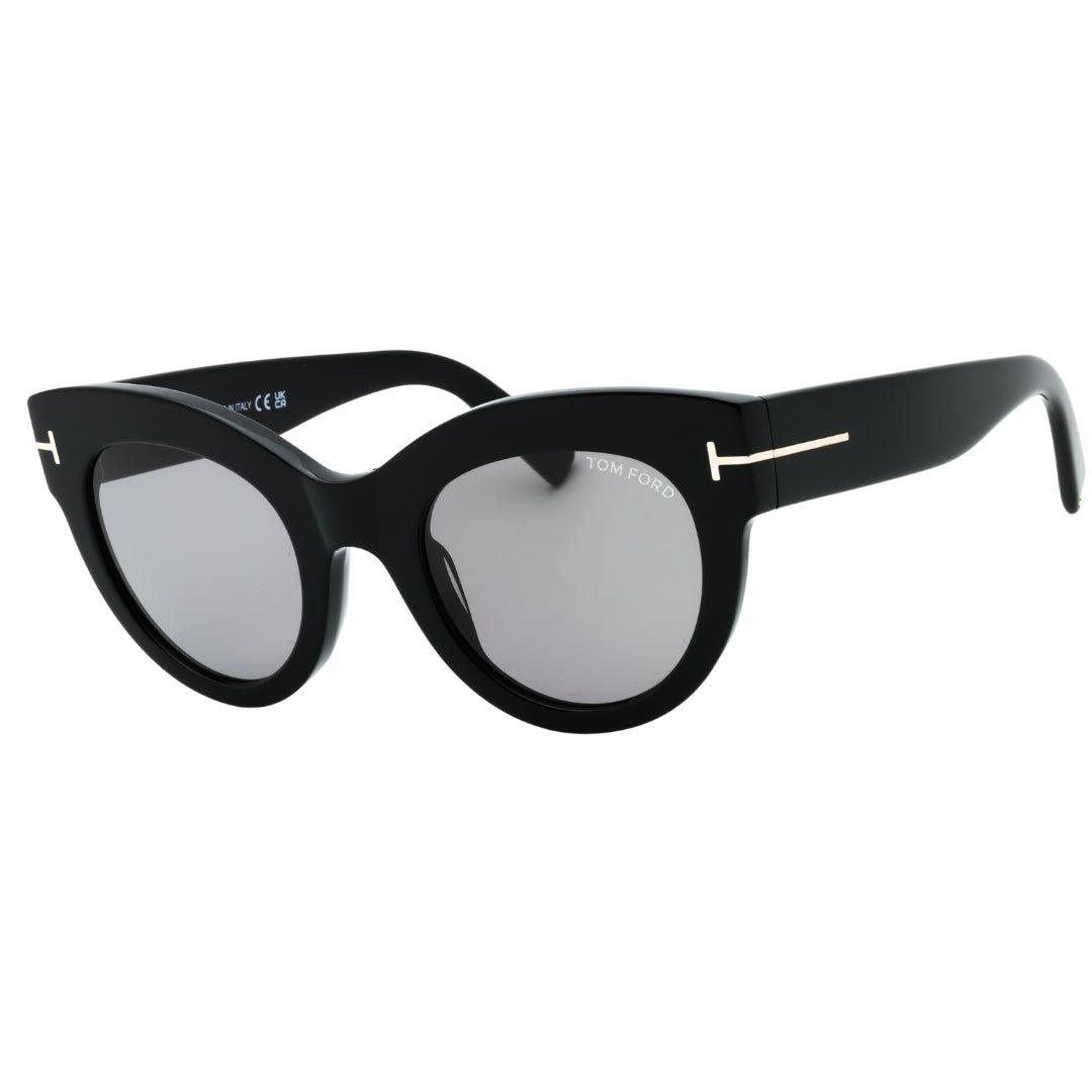 Lucilla Smoke Mirror Lens Shiny Black Thick Framed Sunglasses by TOM FORD