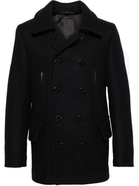 Melton double-breasted peacoat by TOM FORD