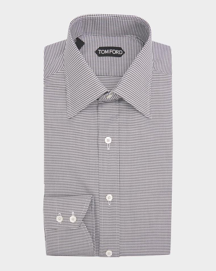 Men's Cotton Micro-Houndstooth Dress Shirt by TOM FORD