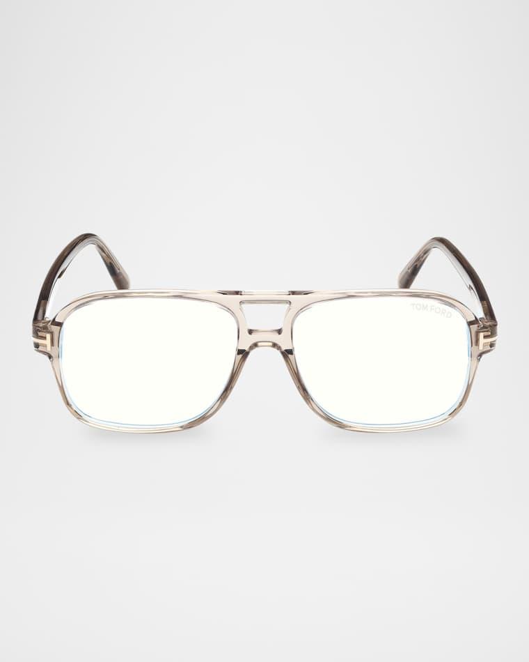 Men's FT6058-BM Acetate Square Blue-Block Optical Frames by TOM FORD