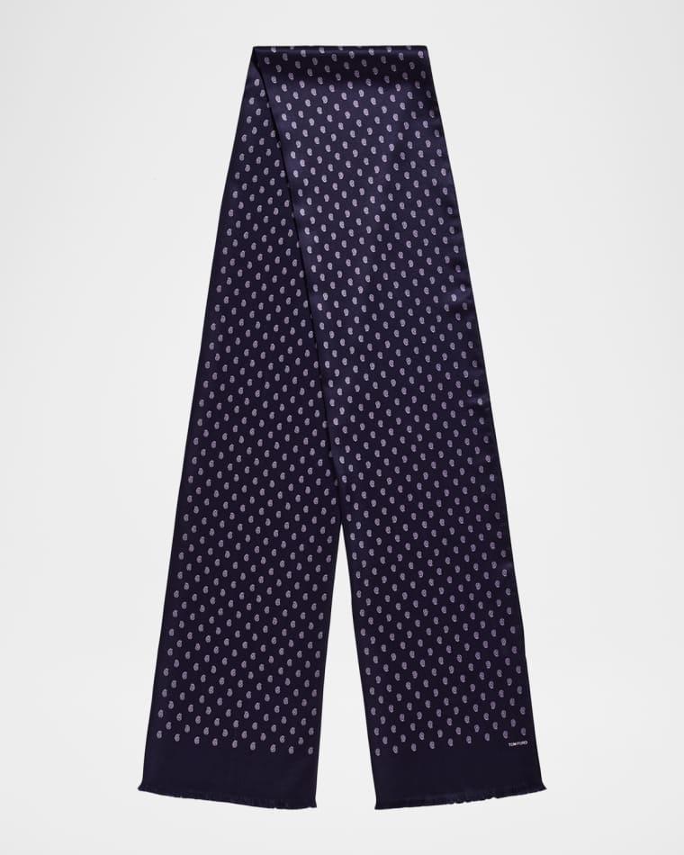 Men's Micro Paisley-Print Mulberry Silk Scarf by TOM FORD