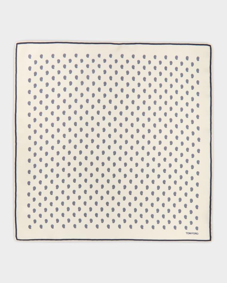 Men's Micro Paisley-Print Silk Pocket Square by TOM FORD