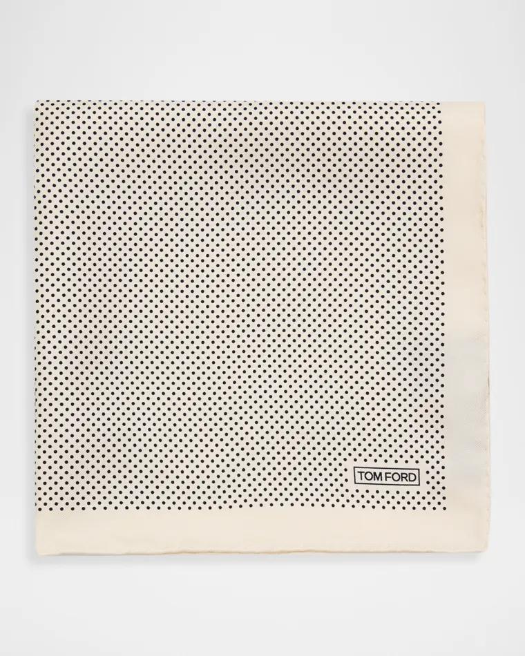 Men's Micro Polka Dot Silk Pocket Square by TOM FORD