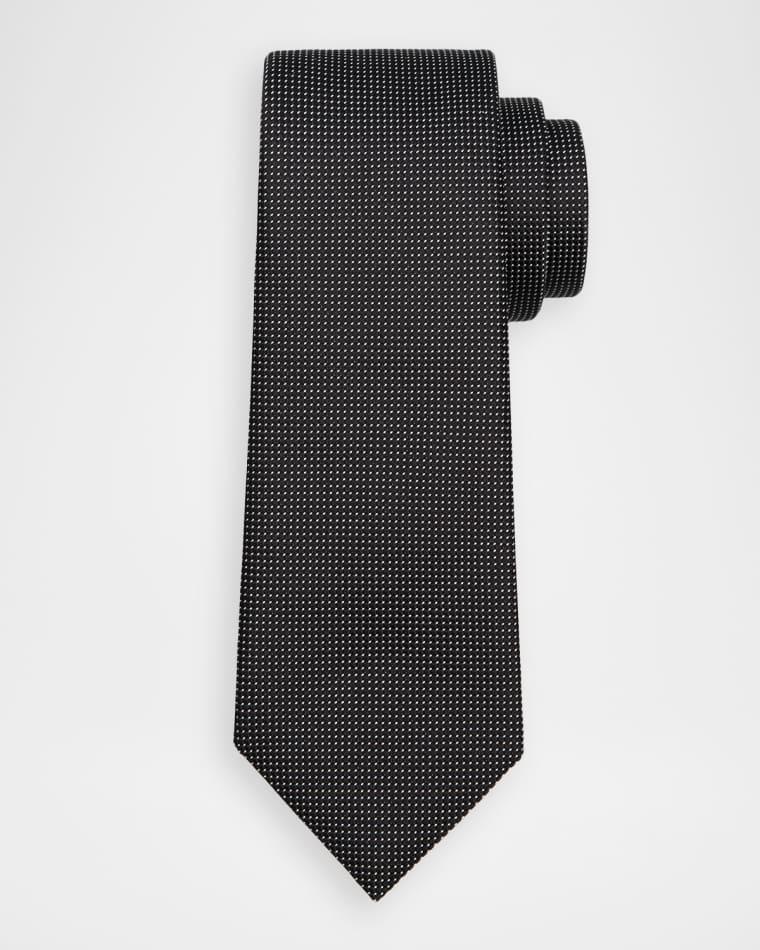 Men's Micro-Texture Polka Dot Silk Tie by TOM FORD