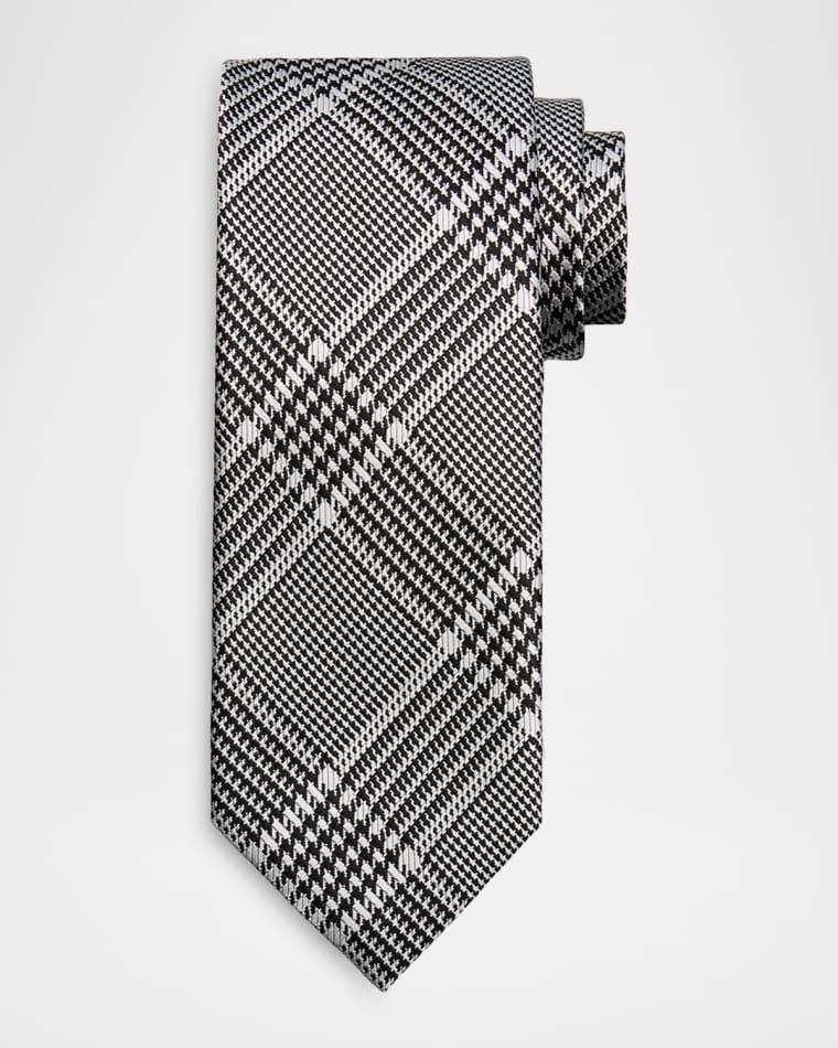 Men's Prince of Wales Grid Check Silk Tie by TOM FORD