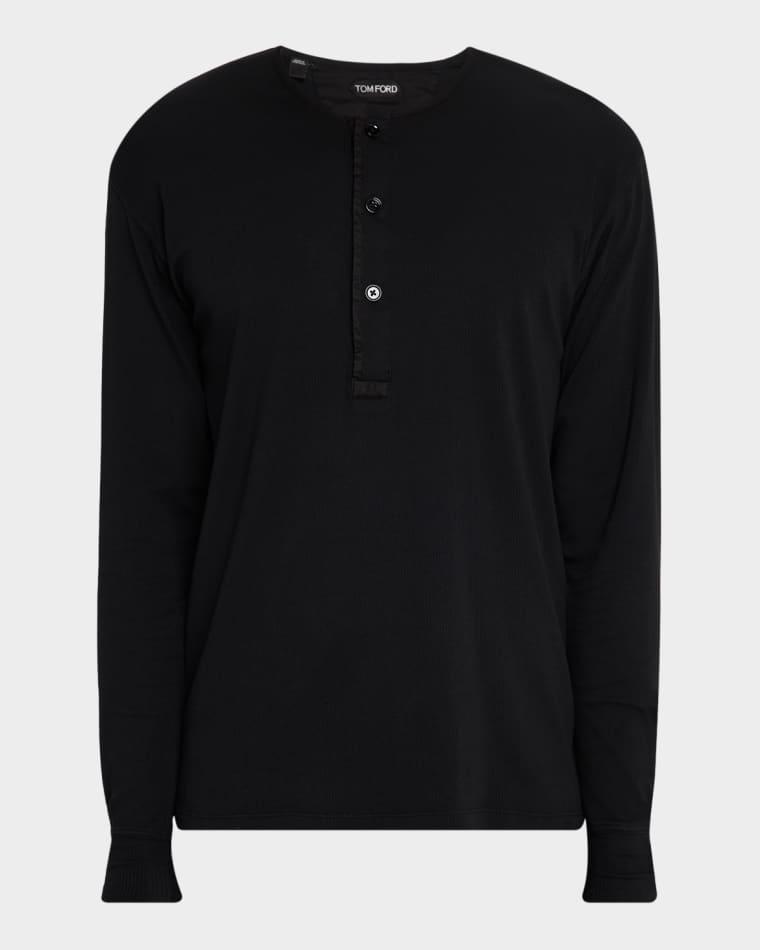Men's Ribbed Long-Sleeve Henley Tee by TOM FORD
