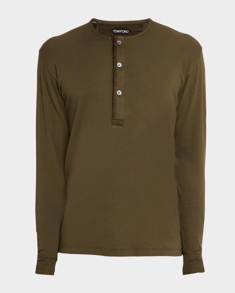 Men's Ribbed Long-Sleeve Henley Tee by TOM FORD
