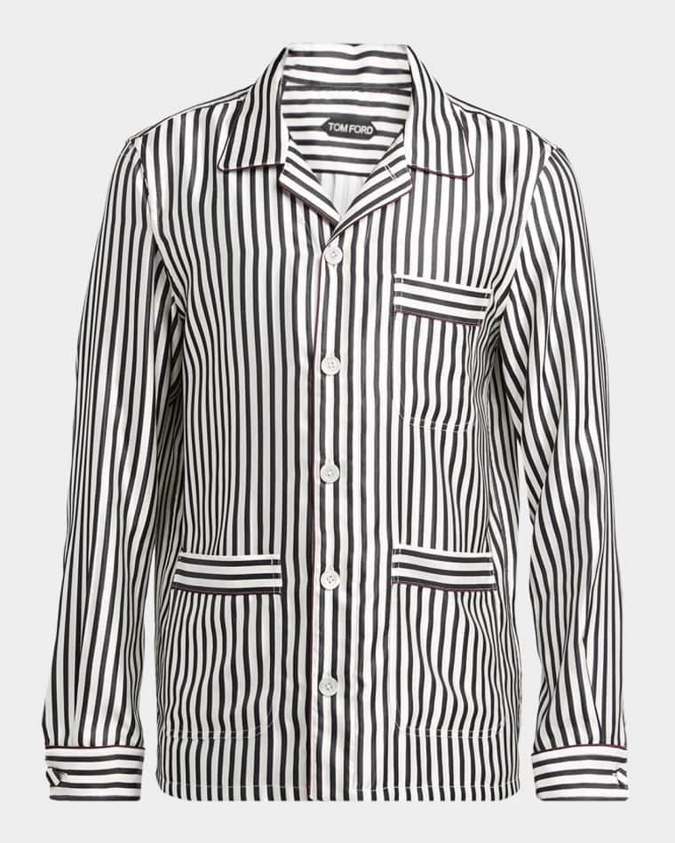 Men's Silk Stripe Button-Down Shirt by TOM FORD